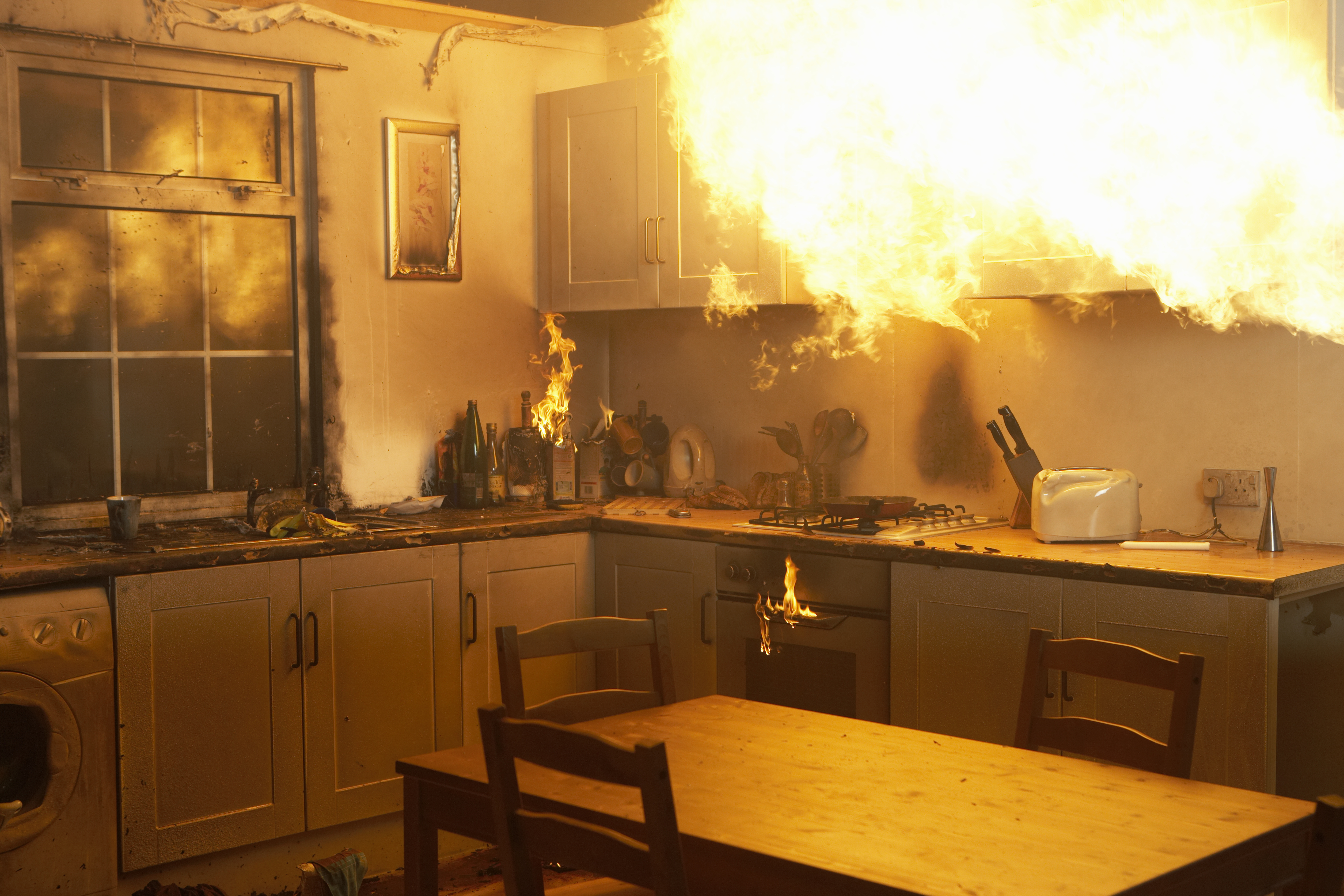 kitchen on fire